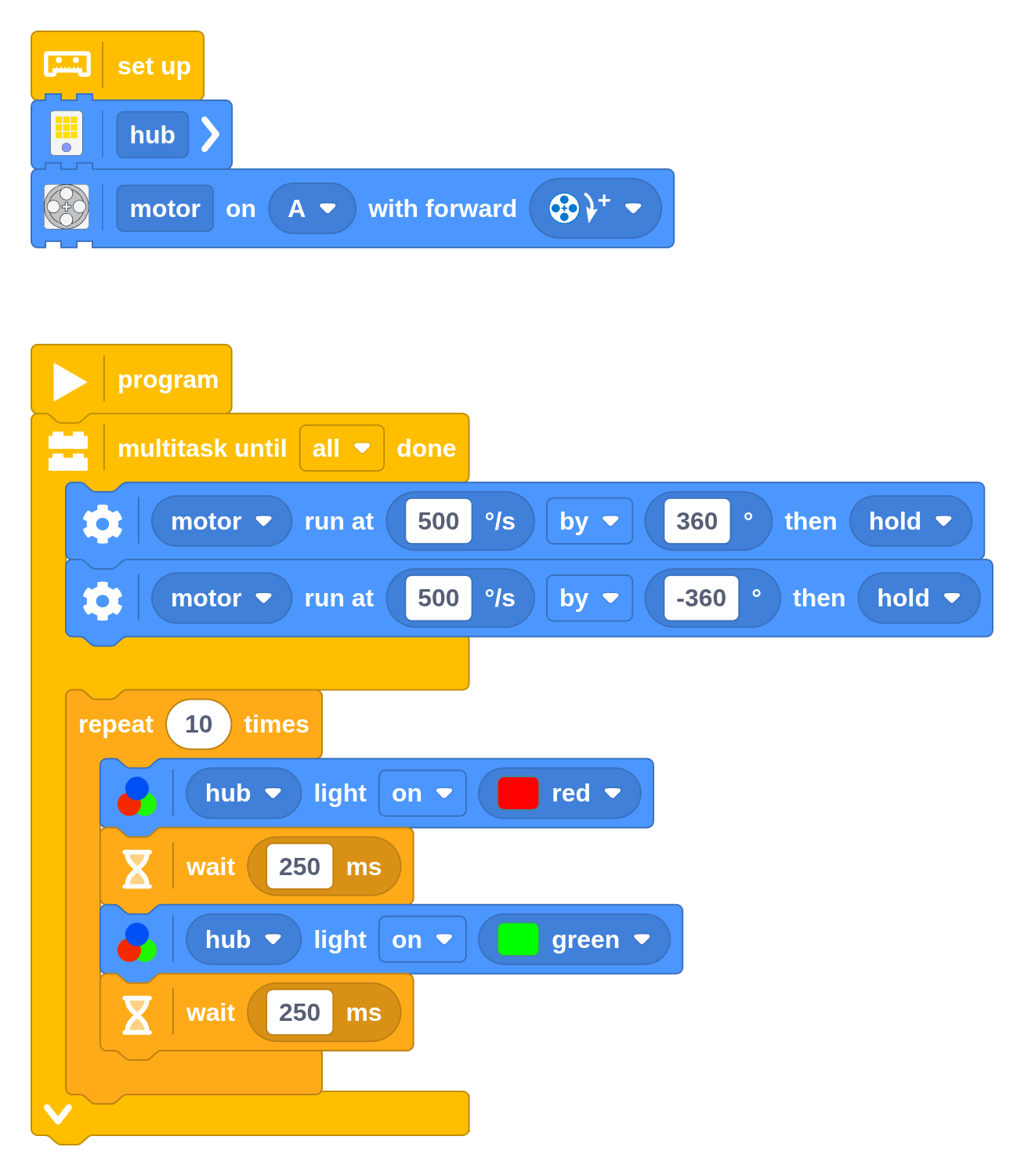 You can also do multiple things at once with the Multitask block.