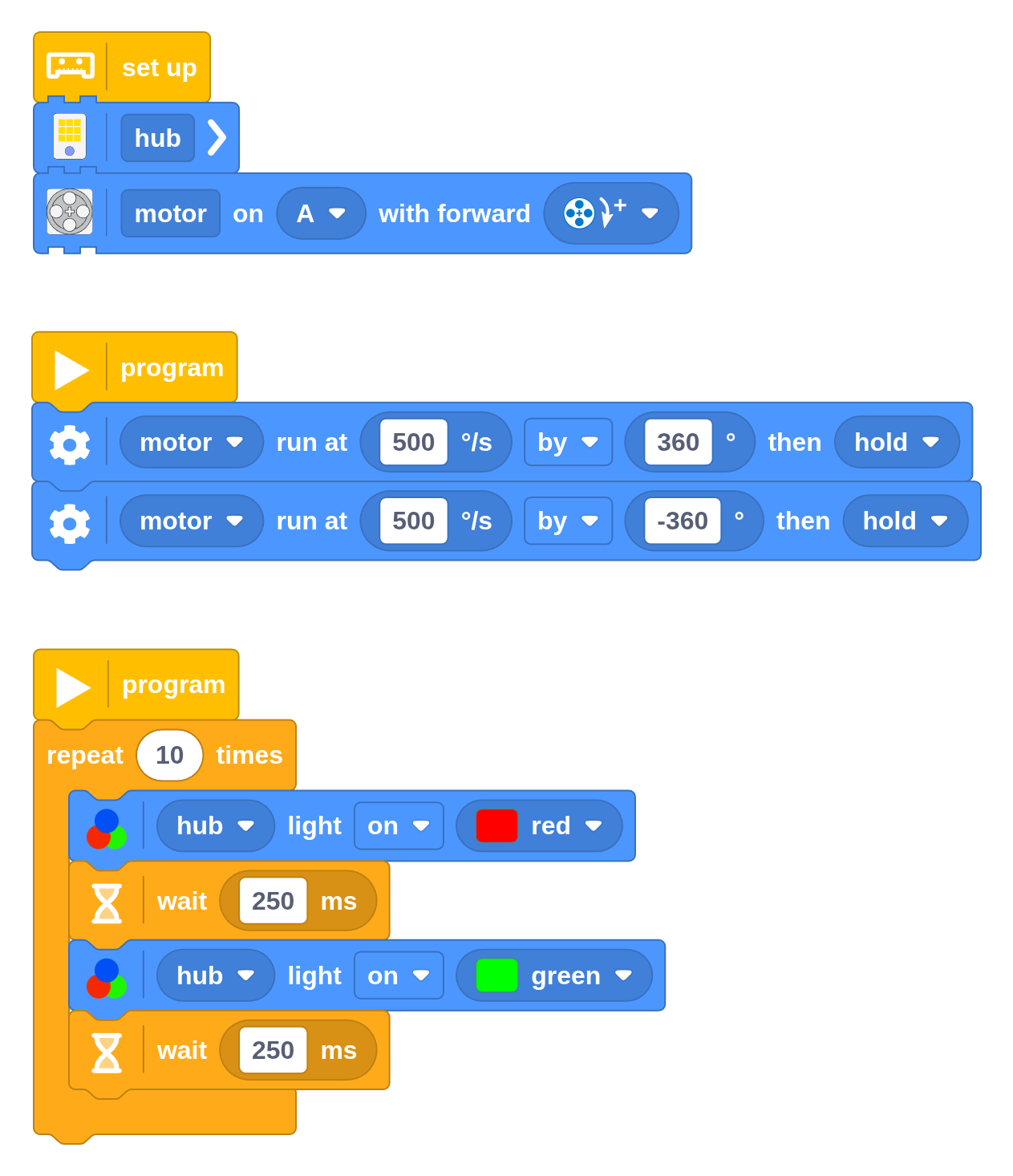 You can do multiple things at once by adding more Start blocks to the
canvas.