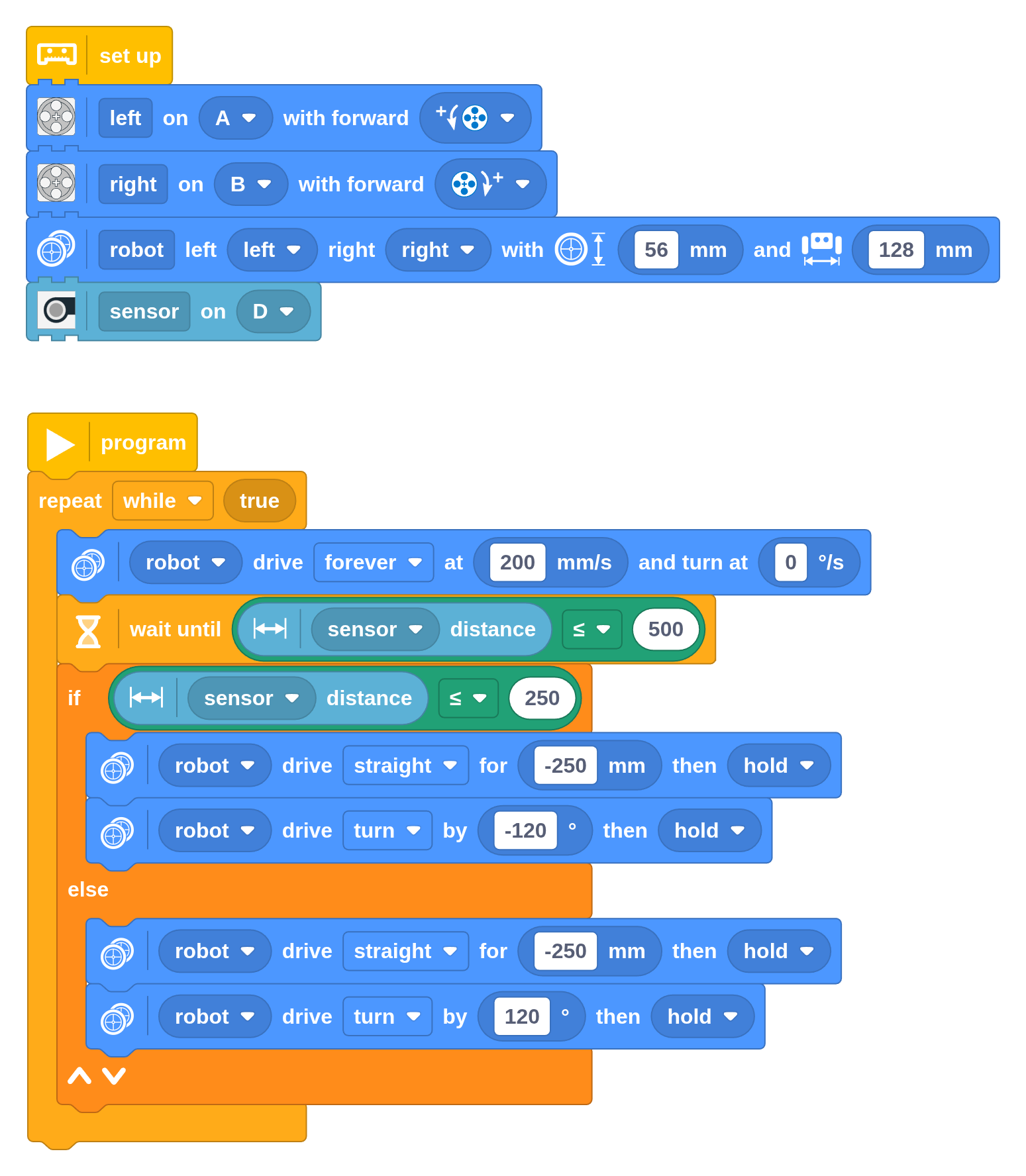 Combining the Wait Until block with the If-else block to make a decision after waiting on something to happen. A Conditional Repeat block keeps repeating it.