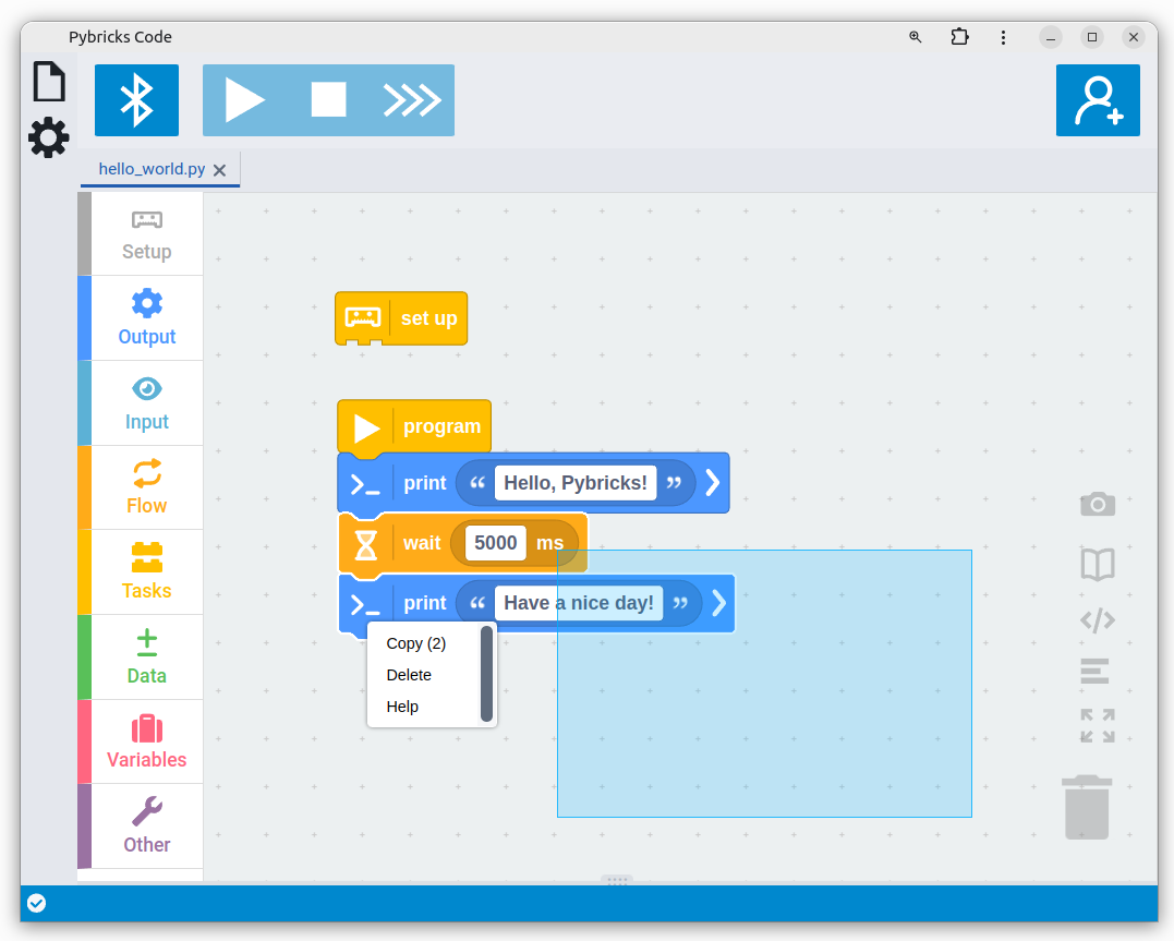 Selecting multiple blocks